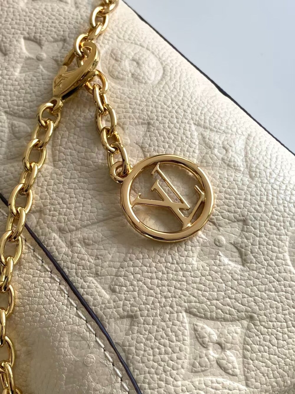Louis Vuitton White Embossed Monogram Top Handle Chain Bag - Picture 6 of 9